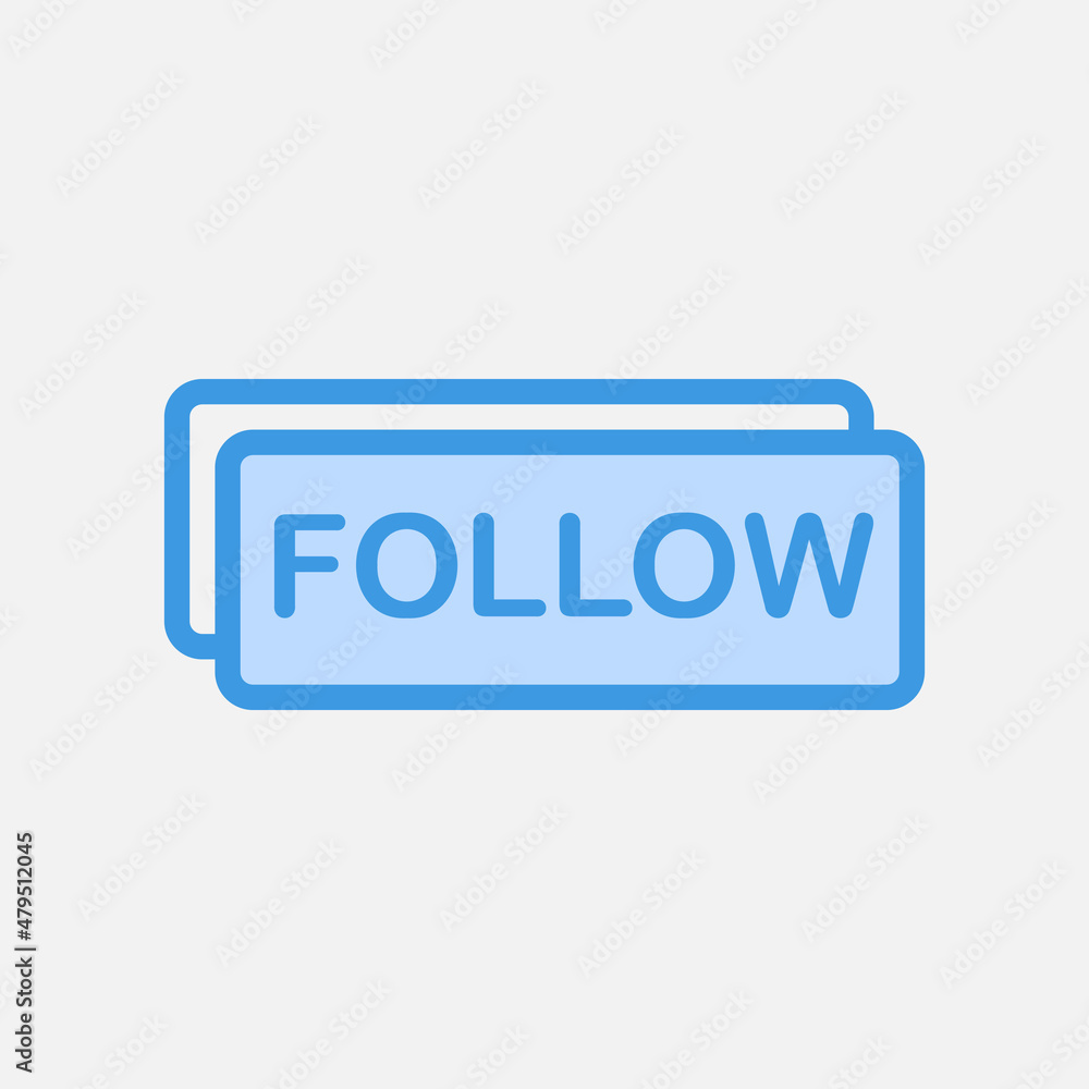 Follow icon in blue style about social media, use for website mobile app presentation Follow icon in blue style about social media, use for website mobile app presentation