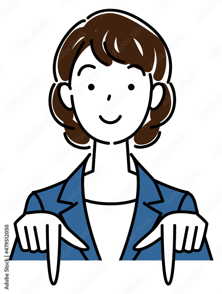 笑顔で下の方向を指差しているスーツ姿の可愛い女性 ビジネスパーソン イラスト ベクター
A pretty woman in a suit, smiling and pointing in the direction below. Business person illustration vector 笑顔で下の方向を指差しているスーツ姿の可愛い女性 ビジネスパーソン イラスト ベクター
A pretty woman in a suit, smiling and pointing in the direction below. Business person illustration vector
