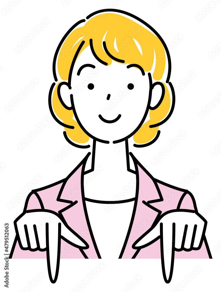 笑顔で下の方向を指差しているスーツ姿の可愛い女性 ビジネスパーソン イラスト ベクター
A pretty woman in a suit, smiling and pointing in the direction below. Business person illustration vector 笑顔で下の方向を指差しているスーツ姿の可愛い女性 ビジネスパーソン イラスト ベクター
A pretty woman in a suit, smiling and pointing in the direction below. Business person illustration vector
