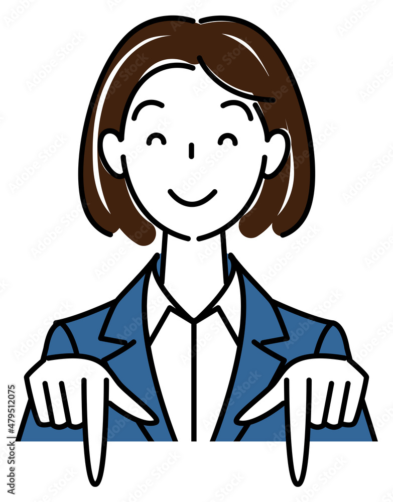 笑顔で下の方向を指差しているスーツ姿の可愛い女性 ビジネスパーソン イラスト ベクター
A pretty woman in a suit, smiling and pointing in the direction below. Business person illustration vector 笑顔で下の方向を指差しているスーツ姿の可愛い女性 ビジネスパーソン イラスト ベクター
A pretty woman in a suit, smiling and pointing in the direction below. Business person illustration vector
