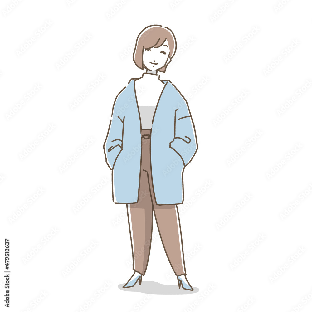 (女性A)コートを着た若い女性 (女性A)コートを着た若い女性