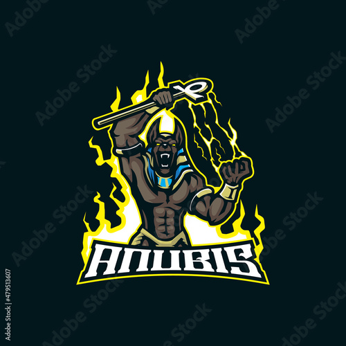 Anubis mascot logo design vector with modern illustration concept style for badge, emblem and t shirt printing. Angry anubis illustration for sport and esport team.