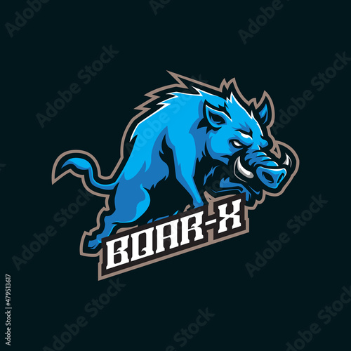 Boar mascot logo design vector with modern illustration concept style for badge, emblem and t shirt printing. Angry boar illustration for sport and esport team.