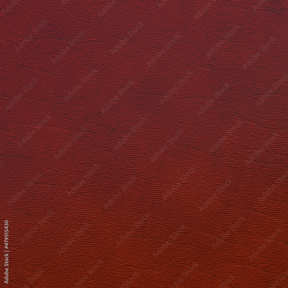 Fototapeta premium Dyed cowhide. Close-up of crumpled grainy artificial leather, painted in red. 3D-rendering