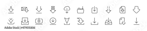 Set of simple download line icons. photo
