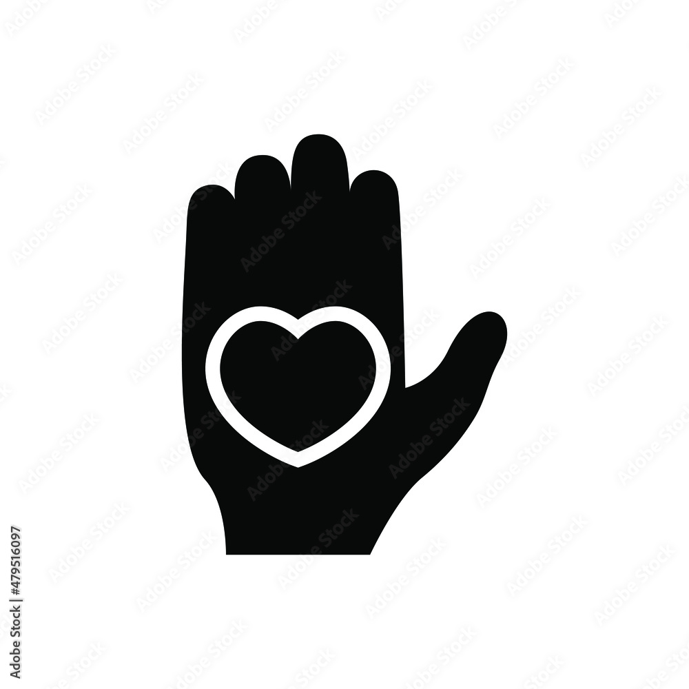 Hand and heart icon