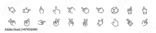Set of simple finger line icons.