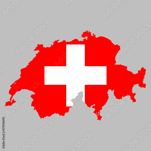 Switzerland flag inside the Swiss map borders vector illustration 