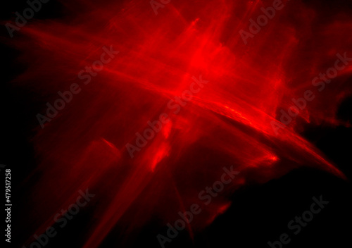 Abstract red lines drawn by light on a black background