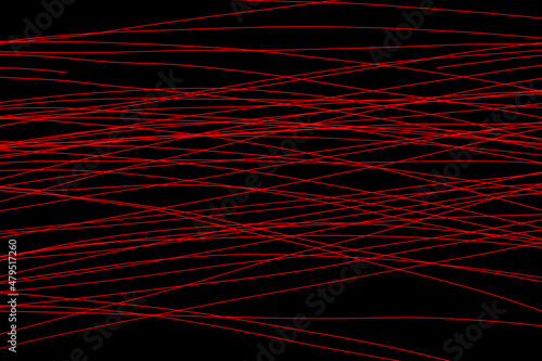 Abstract red lines drawn by light on a black background