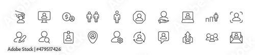 Set of simple human resources line icons.