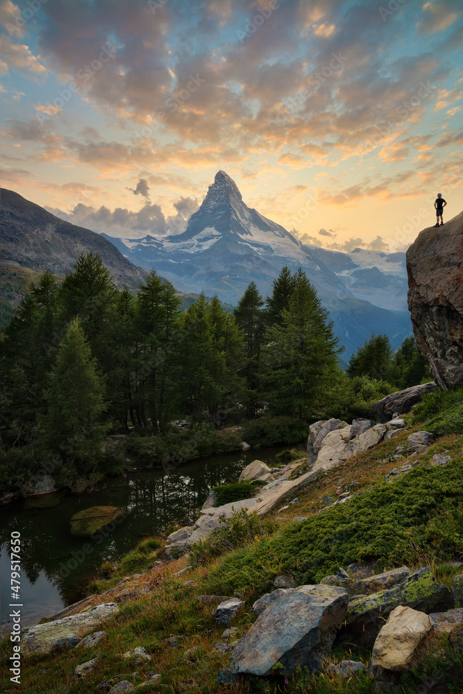 Matterhorn in the Swiss Alps during Sunset in Summer 2021