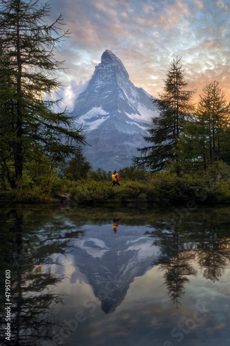 Matterhorn in the Swiss Alps during Sunset in Summer 2021 photo