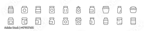 Set of simple jar line icons.