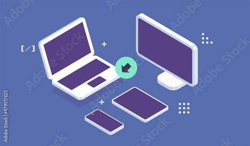 Open source vector illustration. Programming language concept. Developer protocol platform interface with code information. Digital software script.