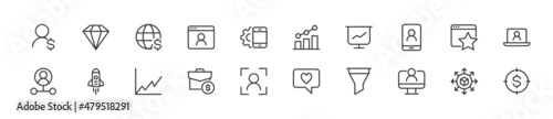 Set of simple online marketing line icons.