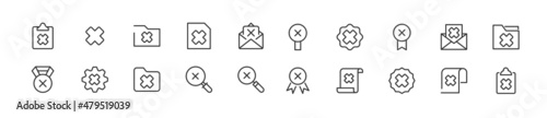 Set of simple reject line icons.