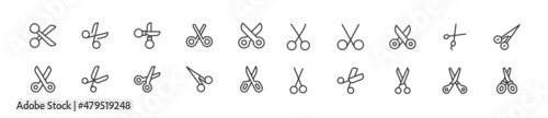 Set of simple scissors line icons. photo