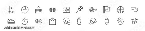 Set of simple sport line icons.