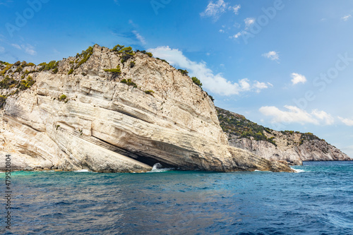 Keri caves and cliff in Zakynthos, Greece. Ionian sea.