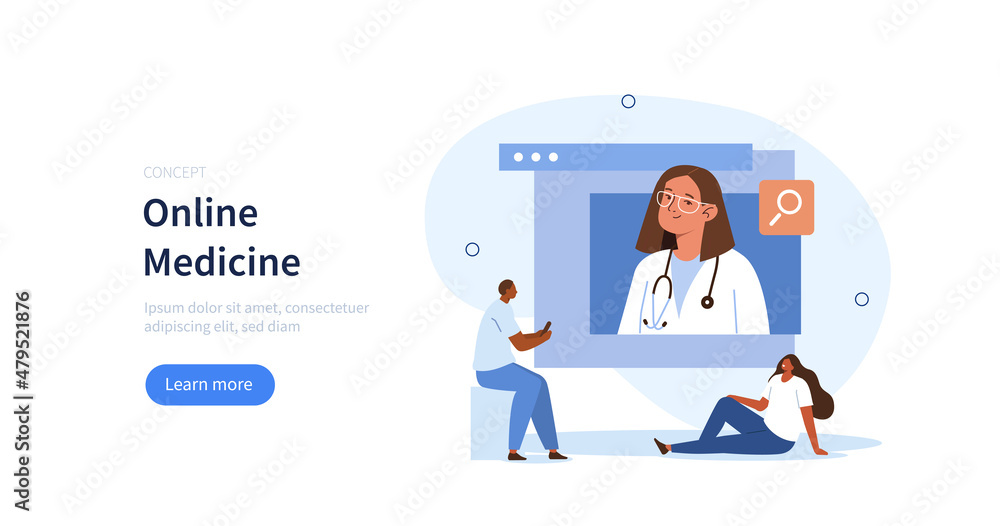 Patients meeting with doctor online, having consultation and receiving digital prescription. Telemedicine and e-health concept. Vector illustration.
Patients meeting with doctor online, having consultation and receiving digital prescription. Telemedicine and e-health concept. Vector illustration.