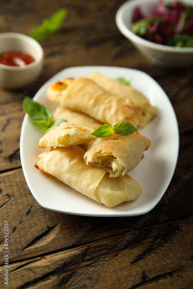 Puff pastry rolls with Feta cheese Puff pastry rolls with Feta cheese