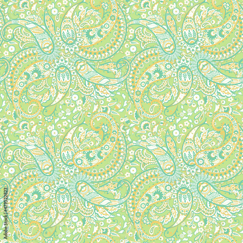 Paisley Floral oriental ethnic Pattern. Seamless Vector Ornament. Damask fabric patterns. 