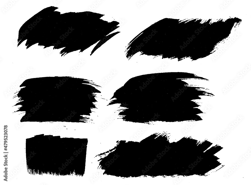 Hand draw black brush stroke set watercolor design Hand draw black brush stroke set watercolor design
