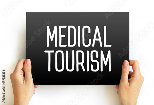 Medical Tourism text on card, health concept background