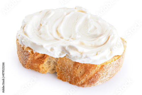 Foto Toasted bread with cream cheese isolated on white background