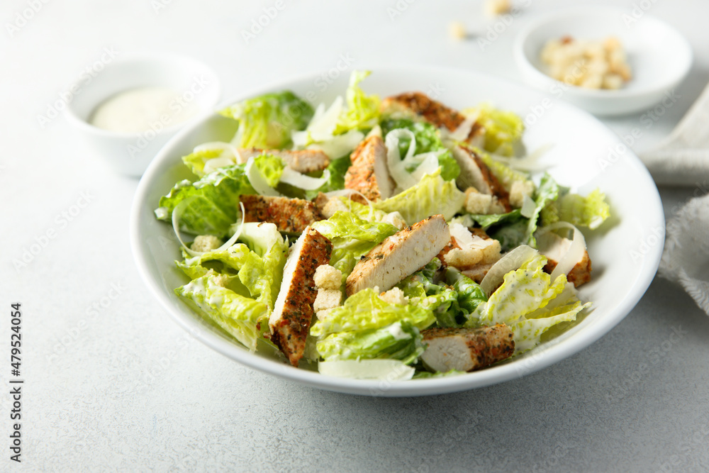 Homemade Caesar salad with chicken