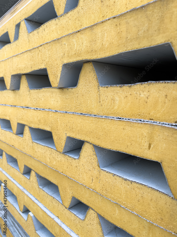 Sandwich prefab panels for house construction. These are used to build fast a building.