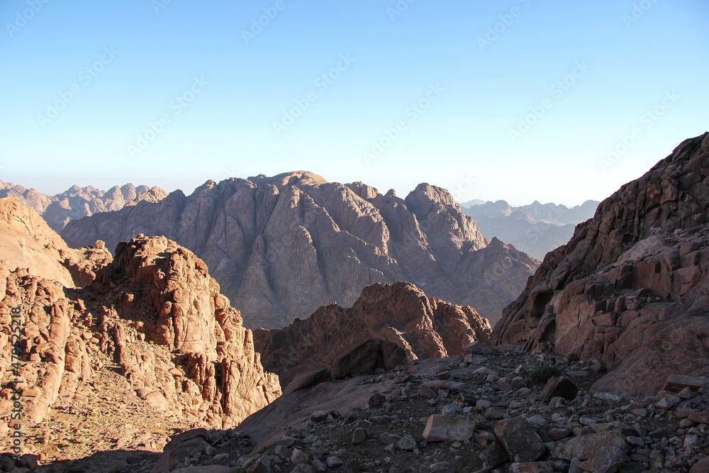Mount Sinai, the path of Moses in Egypt. Enchanting desert views.