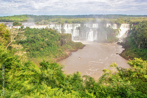 Part of The Iguazu Falls seen from the Argentinian National Park. Border of Brazil and Argentina. National Park. South America  Latin America.