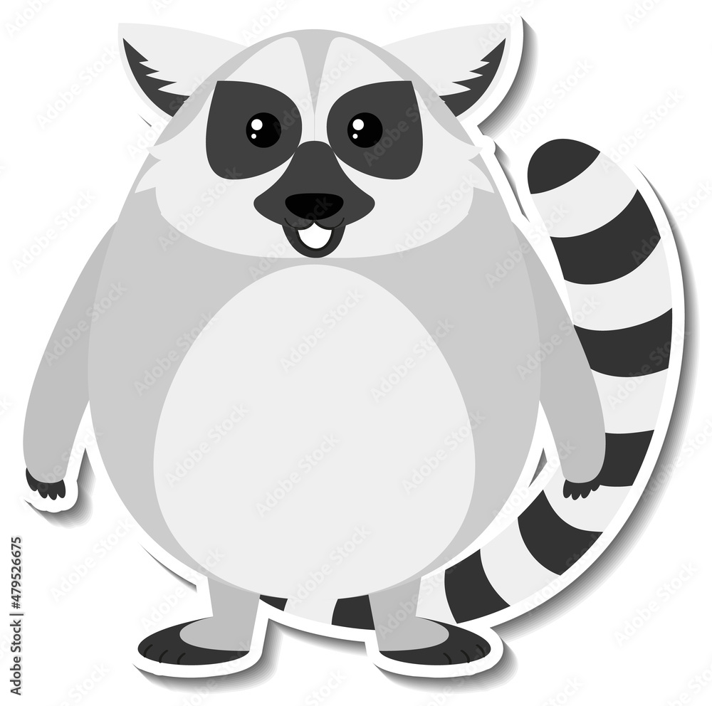 Chubby lemur animal cartoon sticker