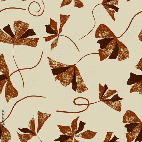 Pastel seamless pattern with painted unusual brown colors with golden texture inclusions. For textiles, wallpapers and backgrounds.