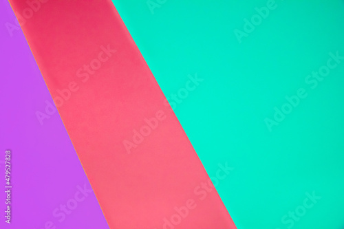 Blue, violet and red paper color for background. Geometric pattern, minimalism texture shapes