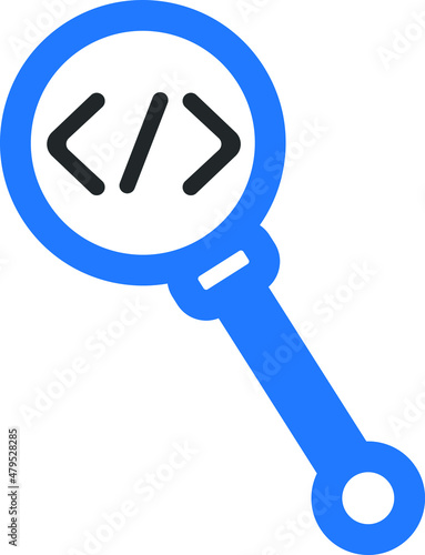 Programming code searching icon vector isolated blue version