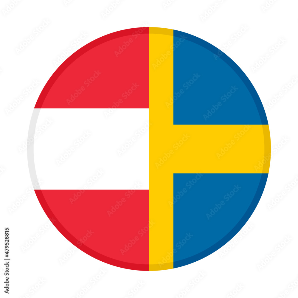 Fototapeta premium round icon with austria and sweden flags. vector illustration isolated on white background