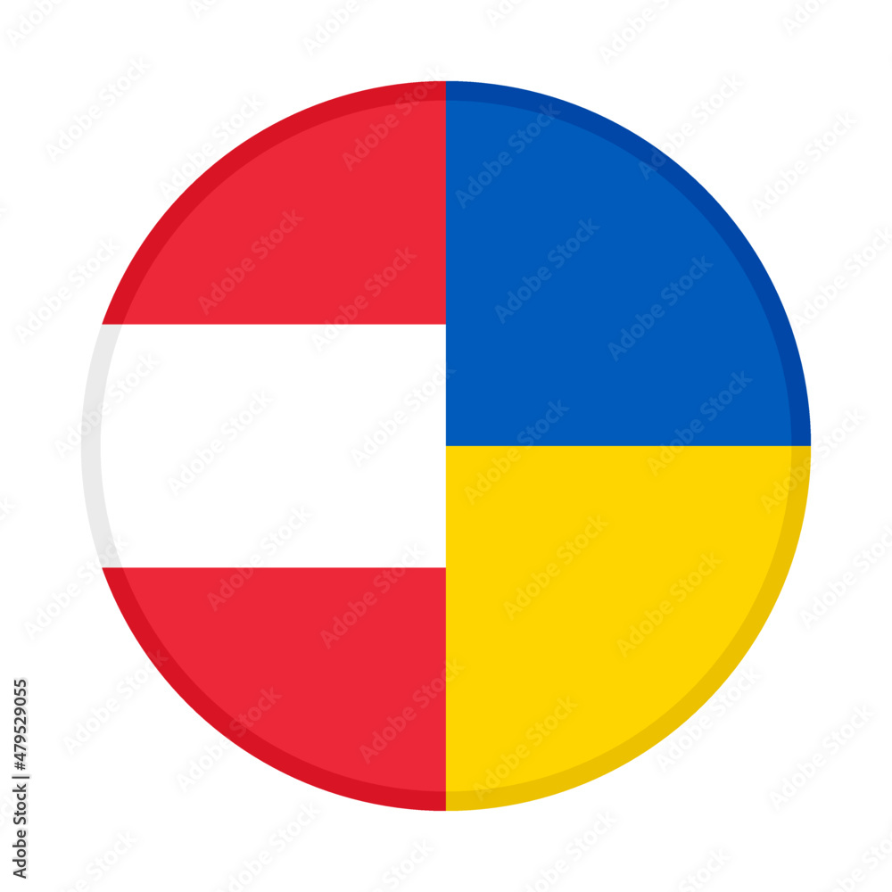 Fototapeta premium round icon with austria and ukraine flags. vector illustration isolated on white background