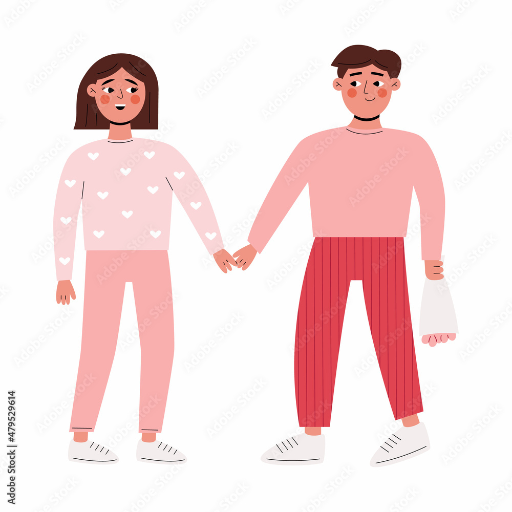 Obraz premium guy holding a girls hand