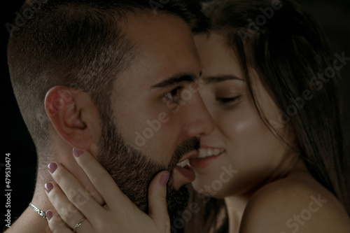 Portrait of couple while going for a sensual kiss