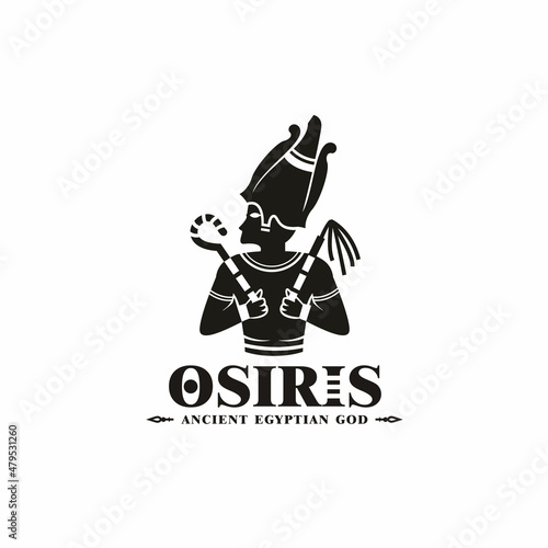 Silhouette of ancient egypt god osiris , middle east death king with crown and scepter photo