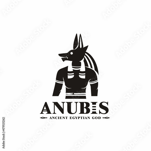 Ancient Egyptian god anubis silhouette Middle east death king dog with crown