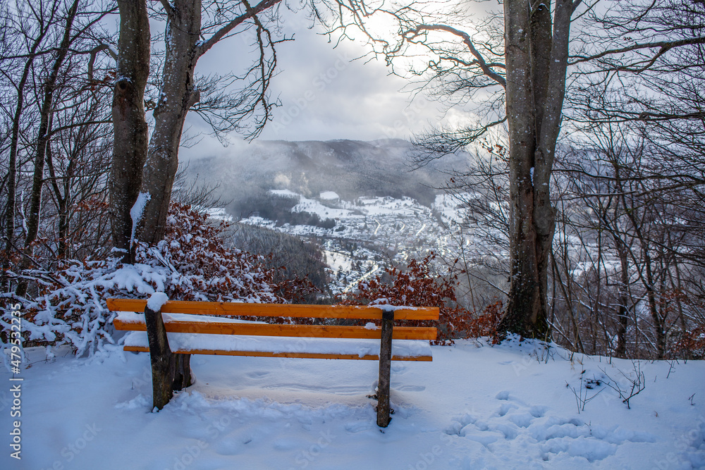 bench in winter near Albstadt Getmany