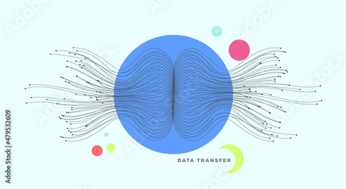 Fiber optics, data transformation vector background. big data technology, future of internet vector background design. Cyber circuit future technology background.
