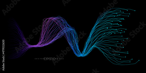 Fiber optics, data transformation vector background. big data technology, future of internet vector background design. Cyber circuit future technology background.
