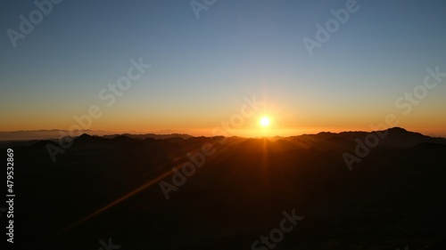 Sea view with mountains at dawn and sunrise © Ayman