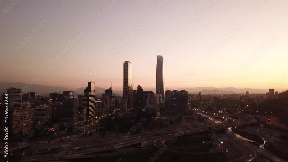 Santiago view from sky at goldenhour Santiago view from sky at goldenhour