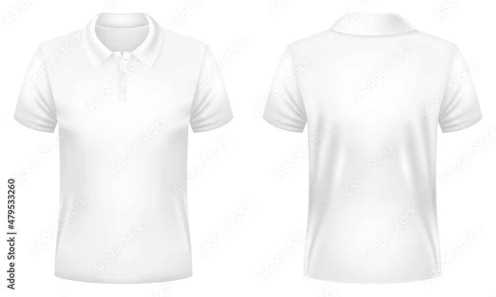 Blank white polo shirt template. Front and back views. Vector ...